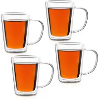 Monzana Set de 4 verres à thé à double paroi avec anse 250 ml