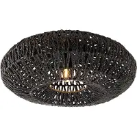 QAZQA Plafonnier rétro noir corde 50cm - Lina
