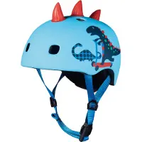 Micro Casque Vélo et Trottinette Dinosaure 3D boucle magnétique lumière LED intégrée Taille S