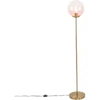 QAZQA Lampadaire Art Déco en laiton avec verre rose - Pallon