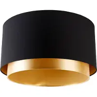 QAZQA Abat-jour en tissu noir 40/47/26 avec intérieur doré