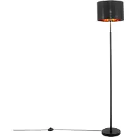 QAZQA Lampadaire moderne noir avec or rond - VT