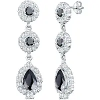 Elli PREMIUM Boucles d'oreilles 'Tropfen' noir / argent / blanc