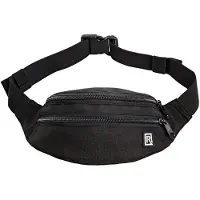 BlackRapid Hommes, Sac banane, Sac de hanche noir (fermeture éclair / sangle réglable), Noir