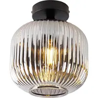 QAZQA Plafonnier art déco noir avec verre fumé - Karel