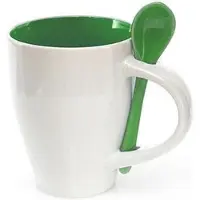 Autre Mug En Céramique Avec Cuillère Bicolore (350 Ml) - Tasse Originale Couleur - Bleu