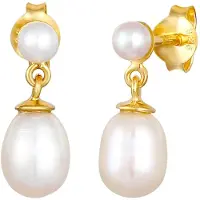 Elli PREMIUM Boucles d'oreilles or / blanc perle