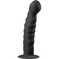 EasyToys - godemichet anal ventouse - nervuré - 14cm noir
