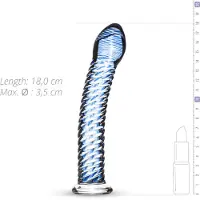 Huismerk Glass No. 5 - godemichet en verre spirale - transparent bleu
