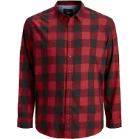 Jack & Jones Gingham Plus Size Long Sleeve Shirt Rouge 3XL Homme