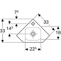 Geberit Icon lave-mains d’angle 46x33x13cm 1 vasque 1 trou de robinetterie Central sans trop-plein Céramique Blanc brillant 124729000