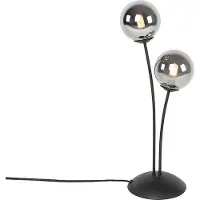 QAZQA Lampe de table moderne noire 2 lumières avec verre fumé - Athènes