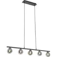 QAZQA Suspension moderne noire 100 cm 5 lumières avec verre fumé - Athènes