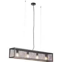 QAZQA Suspension industrielle noire effet tissé 4 lumières - Cage