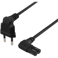 Deltaco ojordad apparatkabel 3m vinklad CEE 7/16 till IEC 60320 C7 Max 250V 2.5A (3 m), Câble d'alimentation, Noir