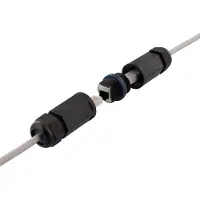 Deltaco waterproof coupler 2x Cat6 RJ45 jacks shielded IP67 black, Câble d'alimentation, Noir