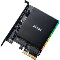 Akasa Carte adaptateur M.2 PCIe et M.2 SATA SSD avec lumière RGB et dissipateur thermique