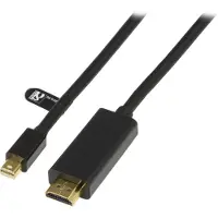 Deltaco DP-HDMI204 Adaptateur de câble vidéo 2 m Mini DisplayPort HDMI type A (standard) Noir (2 m), Câble vidéo, Noir