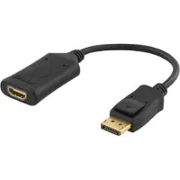 Deltaco DP-HDMI32 adaptateur de câble vidéo HDMI Type A (standard) USB Type-A Noir (HDMI, 10 cm), Adaptateur données + vidéo, Noir
