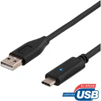 Deltaco Câble USB 2.0, type A - type C mâle, 0,5m, noir
