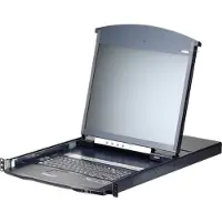 Aten KL1116VN LCD 48cm IP-KVM 16 ports Clavier anglais (US), Commutateur KVM, Noir