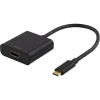 Deltaco USBC-HDMI8 Adaptateur graphique USB Noir (HDMI, 4.30 cm), Adaptateur données + vidéo, Noir