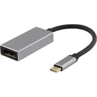 Deltaco USBC-DP2 adaptateur de câble vidéo USB Type-C DisplayPort Noir, Argent (USB-C, 1 cm), Adaptateur données + vidéo, Gris, Noir, Argent