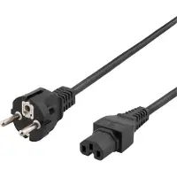 Deltaco câble d'appareil IEC C15 - CEE7/7 2m svart (2 m), Câble d'alimentation, Noir