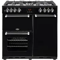 Belling Piano de cuisson gaz 5 feux 3 fours électriques - - PKENS90DFBLK -