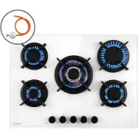 Klarstein Tables de Cuisson à Gaz, Plaque de Cuisson Gaz à 5 Brûleurs, Table de Cuisson Electrique à 5 Feux de 10400W, Cuisiniere Gaz, Gaziniere Gaz avec Brûleurs en Acier Inoxydable, Cuisinières GPL