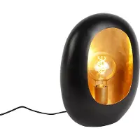 QAZQA Lampe de table design noire avec intérieur doré 36 cm - Cova