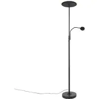 QAZQA Lampadaire moderne noir avec LED à intensité variable et bras de lecture - Strela