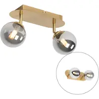 QAZQA Spot encastré doré 2 lumières orientables avec verre fumé - Athènes