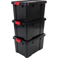 IRIS OHYAMA Lot comprenant 3 bacs de rangement à fermeture par clic - Power Box - SK-450 - plastique - noir - 50 L - 59 x 38,5 x 31,8 cm