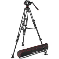 Manfrotto 504x Ball Head And Twin Aluminium Tripod And Central Stabilizer Noir