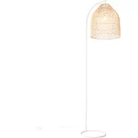 QAZQA Lampadaire rustique blanc avec rotin - Sam
