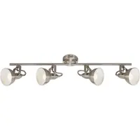 Briloner Plafonnier rétro Spot LEUCHTEN SOFT, 40 W, IP20, blanc satiné, métal, excl. 4x E14, 79 x 19 cm