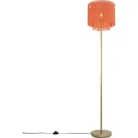 QAZQA Lampadaire oriental doré avec abat-jour rose à franges - Franxa