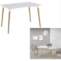 Home Deco Factory Table De Repas - - Rectangulaire - Bicolore - Blanc
