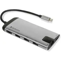 Verbatim Adaptateur Hub Usb-C - Usb-C/ 3Xusb-A 3.0/Hdmi/Eternet/Sd/Microsd Aluminiowy/Aluminum 49142 Hub Usb-C - Usb-C/ 3Xusb-A 3.0/Hdmi/Eternet/Sd/Microsd Aluminiowy/Aluminum 49142