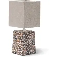 Aigostar Lampe de table en céramique, douille E14, style vintage, idéale pour une table de chevet, une table d'appoint ou une lampe de nuit. Abat-jour en tissu, design rétro et original