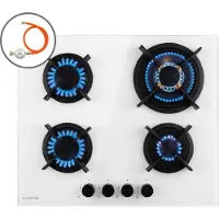 Klarstein Tables de Cuisson à Gaz, Plaque de Cuisson Gaz à 4 Brûleurs, Table de Cuisson Electrique à 4 Feux de 8000W, Cuisiniere Gaz, Gaziniere Gaz avec Brûleurs en Acier Inoxydable, Cuisinières GPL