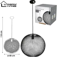 Urban Living Plafonnier Design Industriel Rond En Métal Spirit - H. 118 Cm - Noir