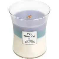 Woodwick Trilogy Calming Retreat bougie parfumée avec mèche en bois 275 g