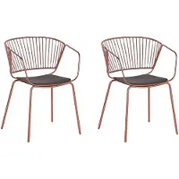 Beliani Lot de 2 chaises de salle à manger, structure en fil métallique cuivré, assise en similicuir, style glam industriel