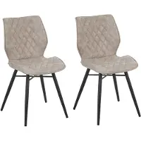 Beliani Ensemble de 2 chaises rembourrées beiges avec pieds en métal noir pour salle à manger style industriel moderne