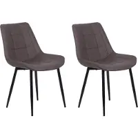 Beliani Lot de 2 chaises de salle à manger Cuir artificiel brun foncé Pieds en fer noir Chaises modernes rembourrées