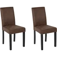 Beliani Lot de 2 chaises de salle à manger en similicuir marron, rembourrées, style rétro, pour salle à manger