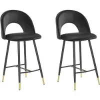 Beliani Ensemble de 2 chaises de bar velours noir Falton Lumarko