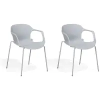 Beliani Lot de 2 chaises grises avec assise en plastique avec accoudoirs et pieds en métal pour salle à manger